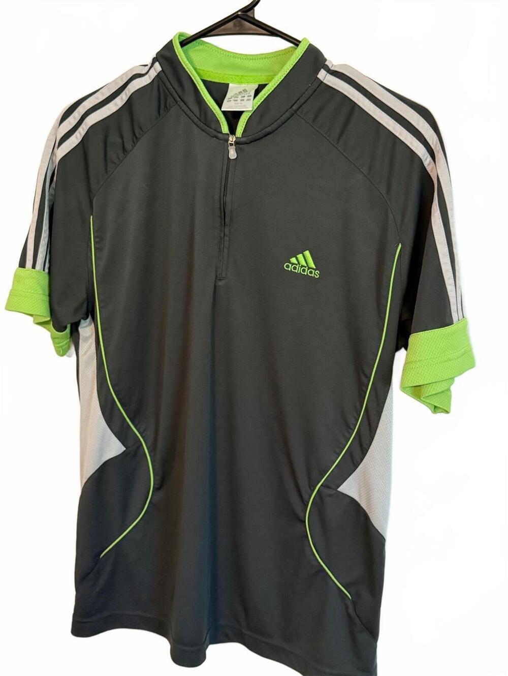 Retro Adidas Men's XL Y2K Performance Short Sleeve Shirt with Zip Collar